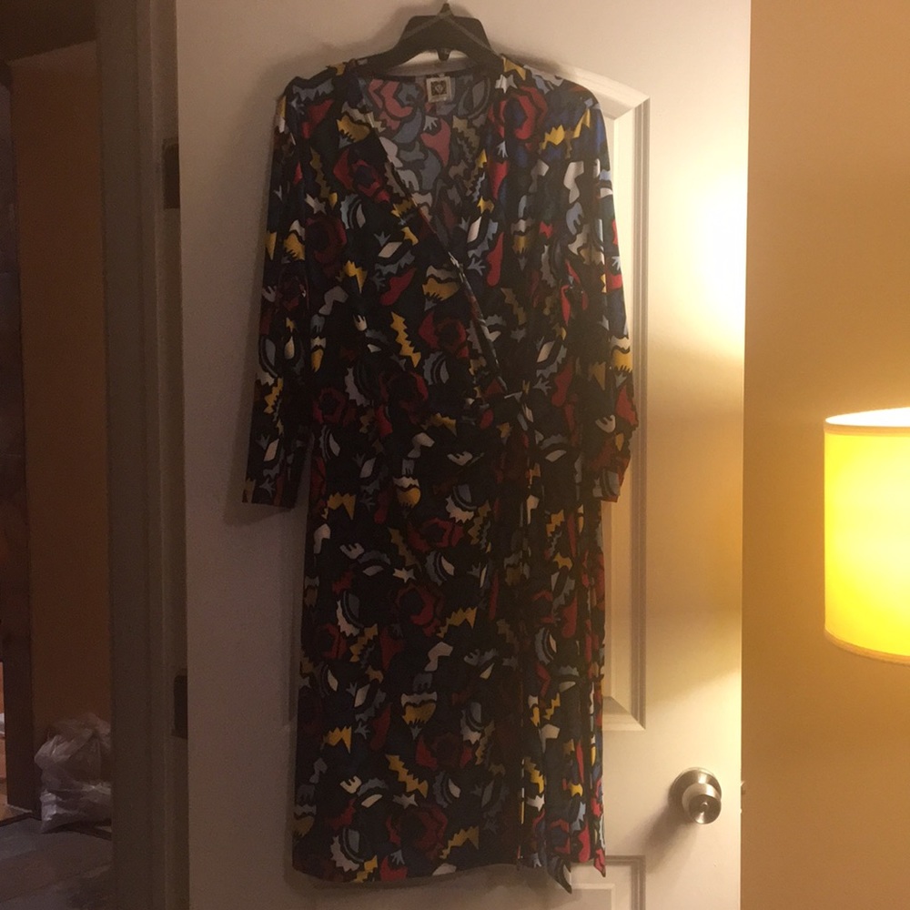 Anne Klein Heather Cliff Print Classic Wrap Dress